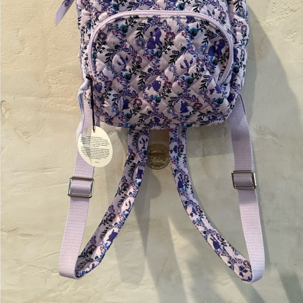 Floral Quilted Backpack in Purple and White - Picture 3 of 5